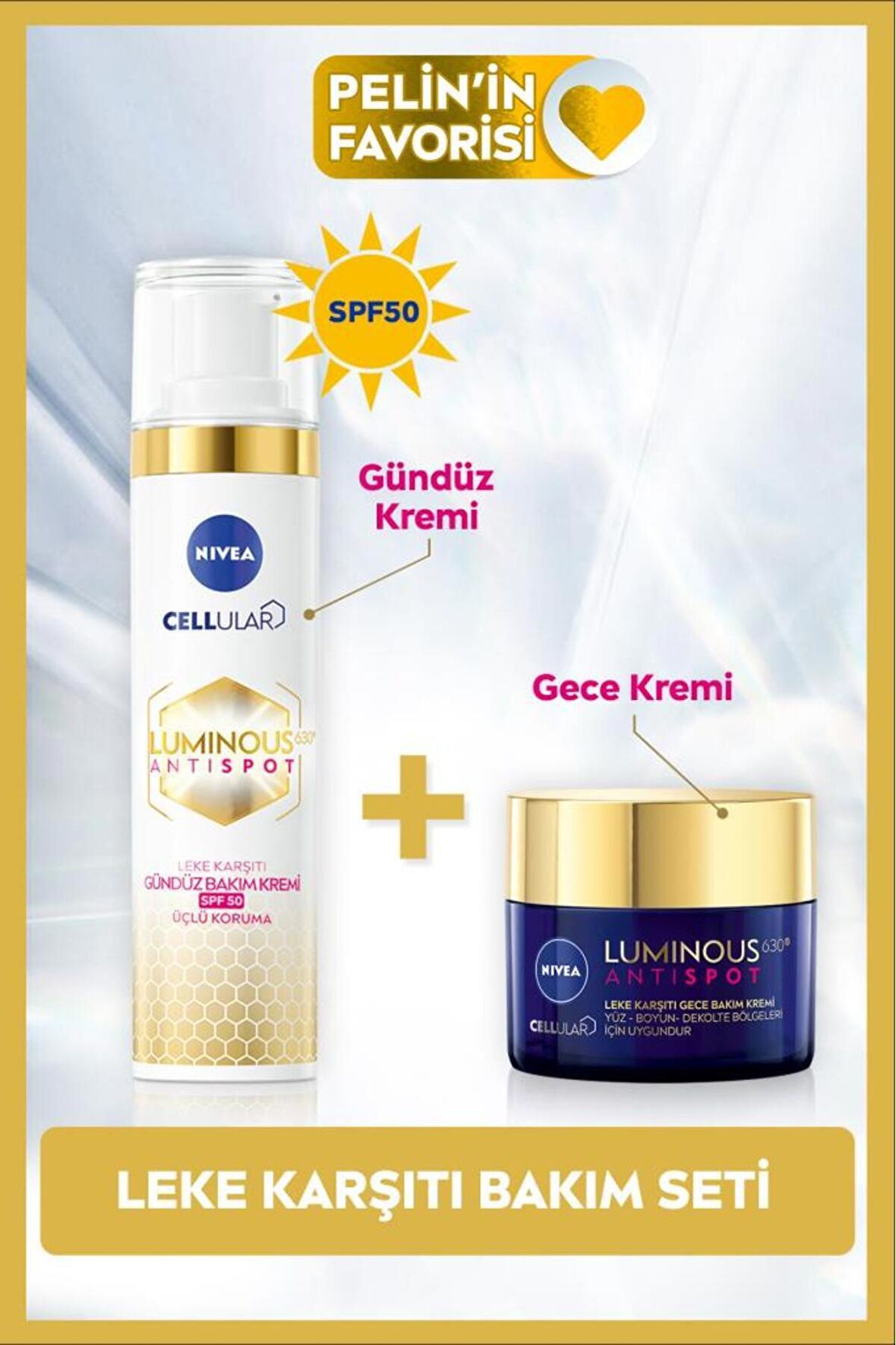 Nivea Luminous630 Leke Karşıtı Gündüz Yüz Kremi 40ml, Luminous630 Cilt Tonu Eşitleyici Gece Kremi 50ml