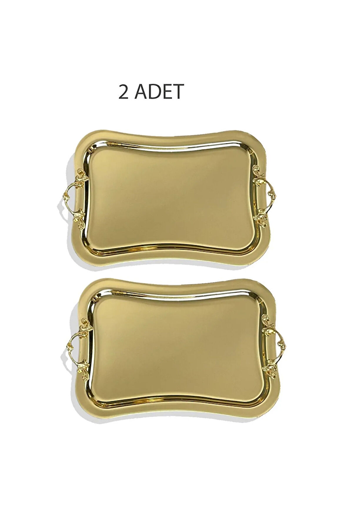 İkili Dikdörtgen Gold Tepsi Kavisli Kenar Titanyum Kaplama