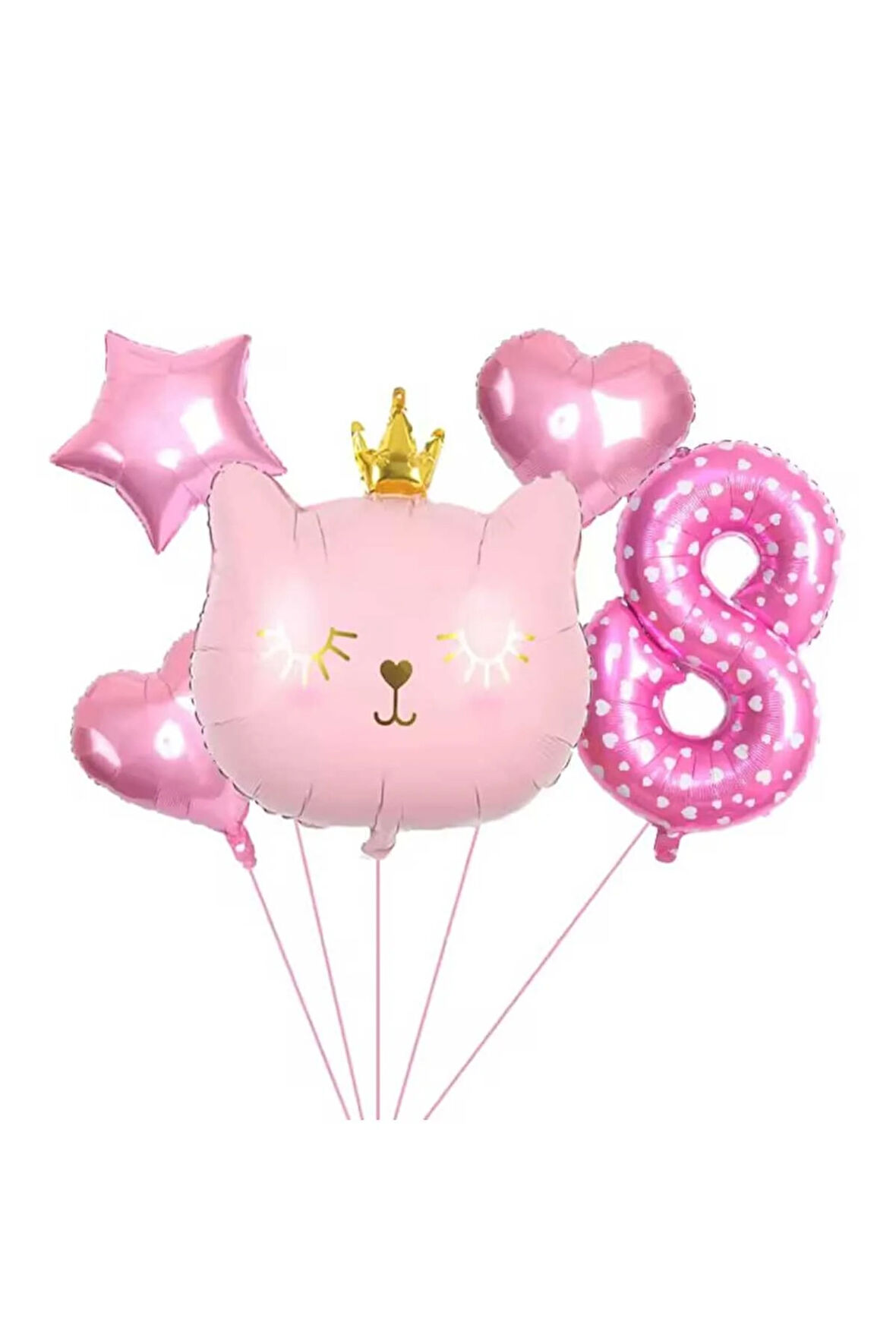 PEMBE KEDİ TEMALI FOLYO YAŞ SET