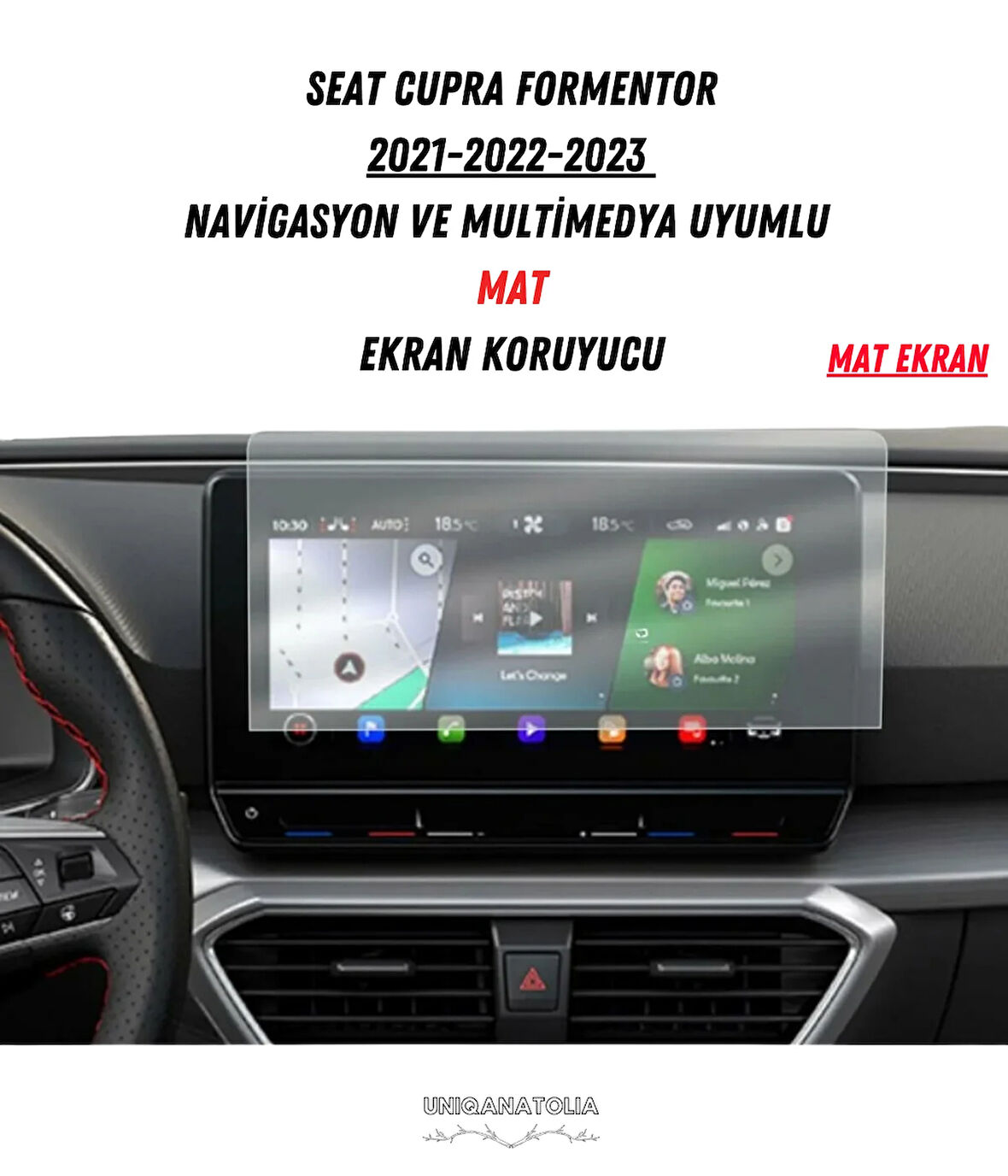 Seat Cupra Formentor 2021-2023 Navigasyon ve Multimedya Uyumlu Mat Ekran Koruyucu