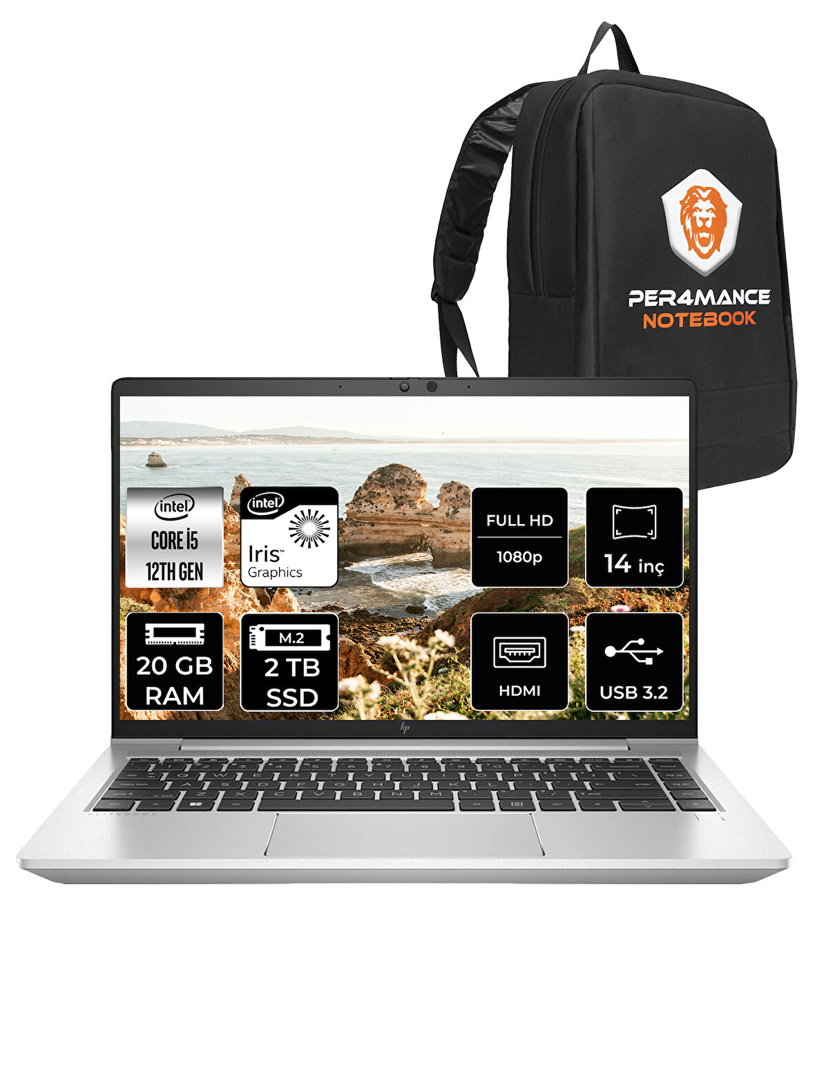 HP EliteBook 640 G9 Intel Core i5 1235U 20GB 2TB SSD 14" FHD FDOS Taşınabilir Bilgisayar & PER4 Çanta