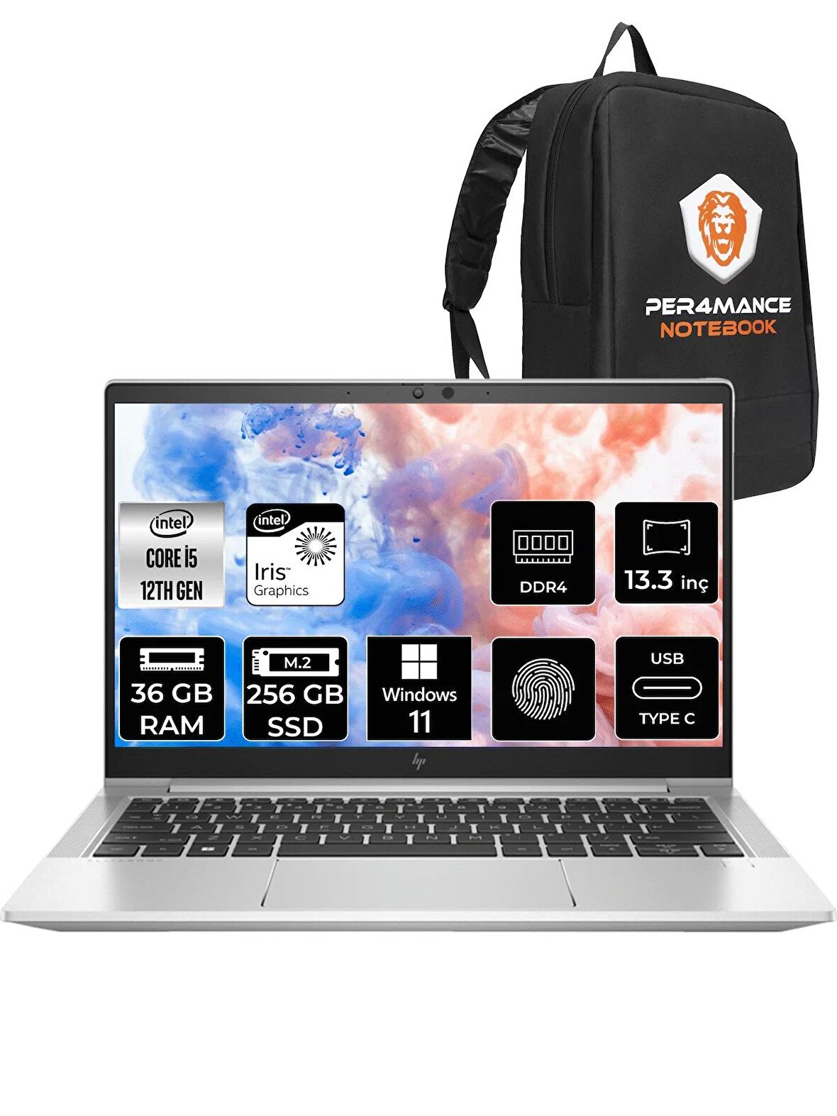 HP Elitebook 630 G9 i5 1235U 36GB RAM 256GB SSD 13.3'' FHD W11HOME 6S6Y3EA & PER4 ÇANTA 