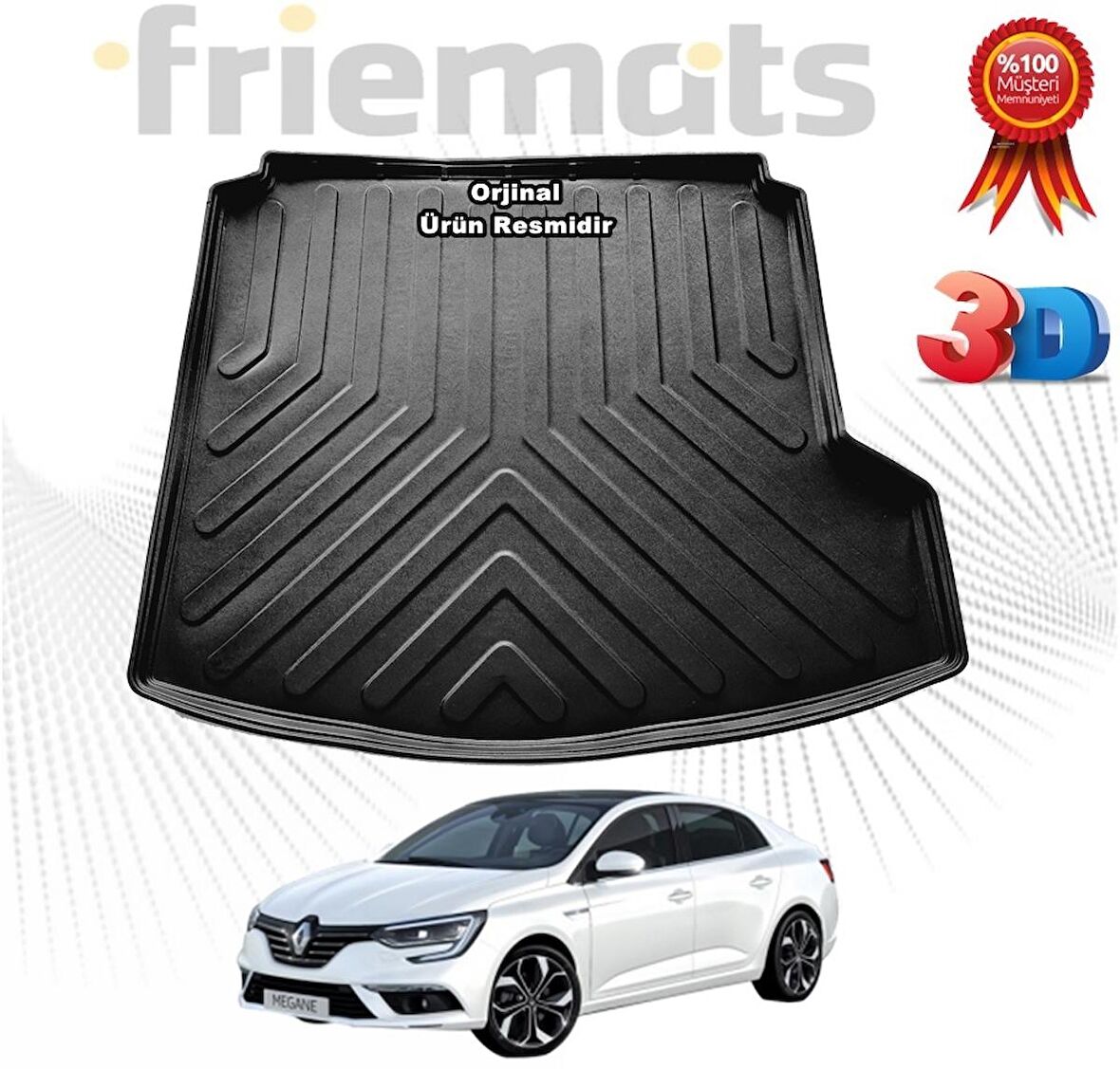 Renault Megane 4 Sedan Touch 3D Bagaj Havuz Paspası 2016 Sonrası Friemats