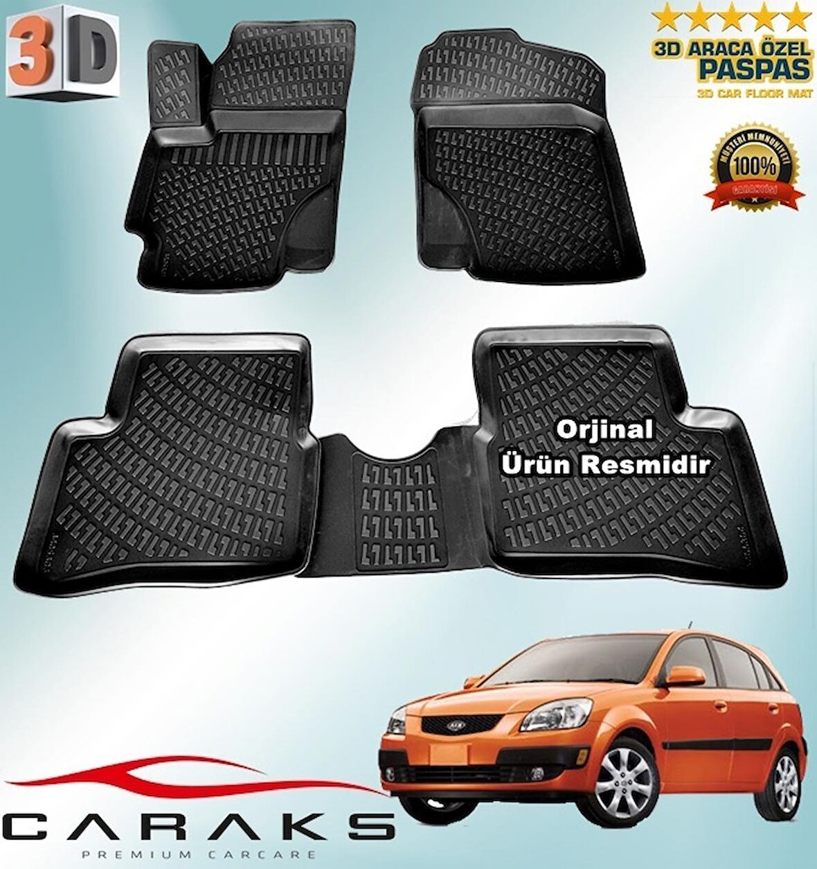 KİA RİO HB 3D Paspas Havuzlu 2005 - 2011 Arası Siyah 4 Prç. CARAKS 