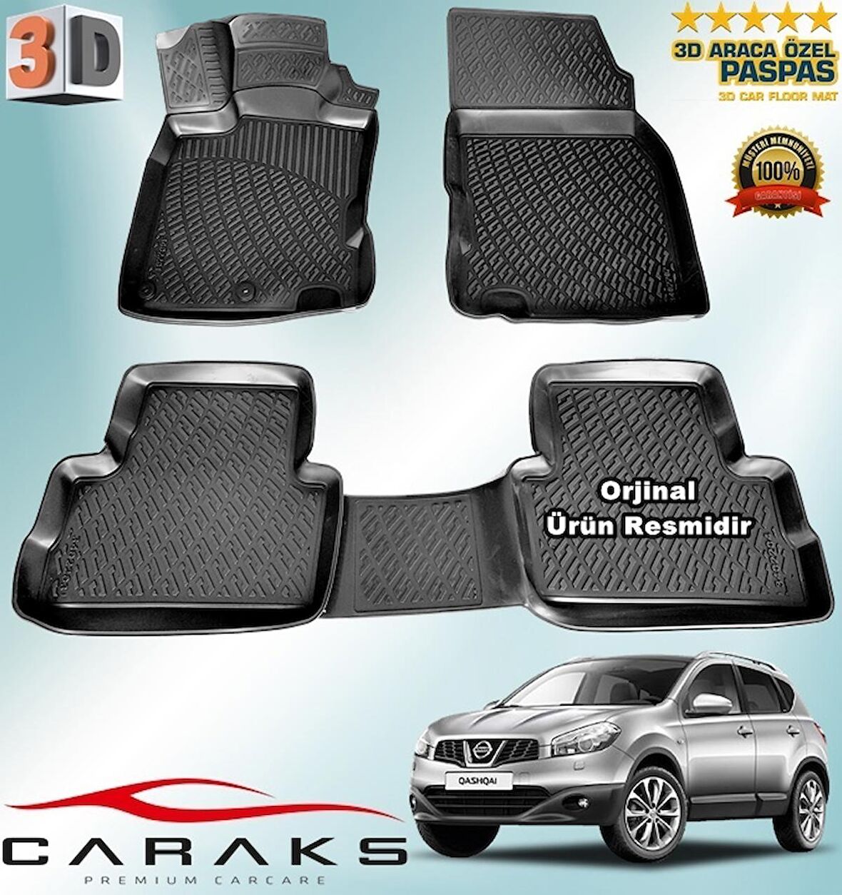 Nissan QASHQAİ 3D Paspas Havuzlu 2007 - 2014 Arası Siyah 4 Prç. CARAKS 