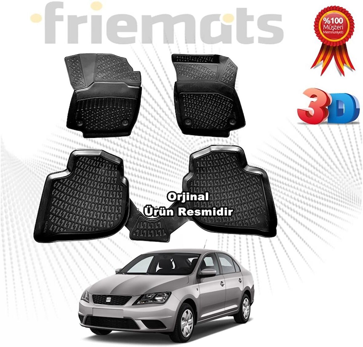 Seat TOLEDO 3D Havuzlu Paspas 2013 Sonrası Siyah 4 Parça SET - Friemats 