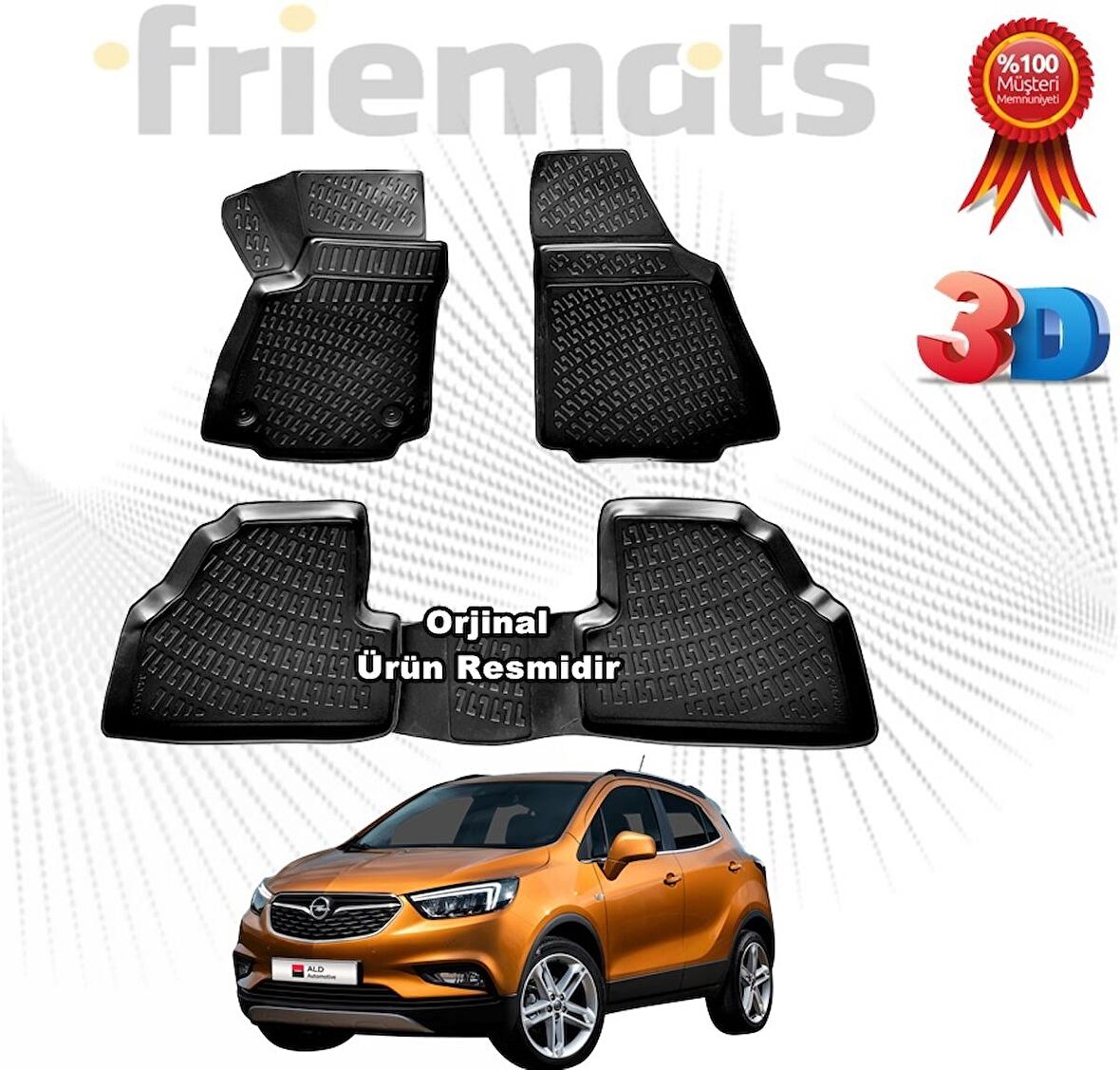 Opel MOKKA 3D Havuzlu Paspas 2016-2020 Arası Siyah 4 Parça SET - Friemats 