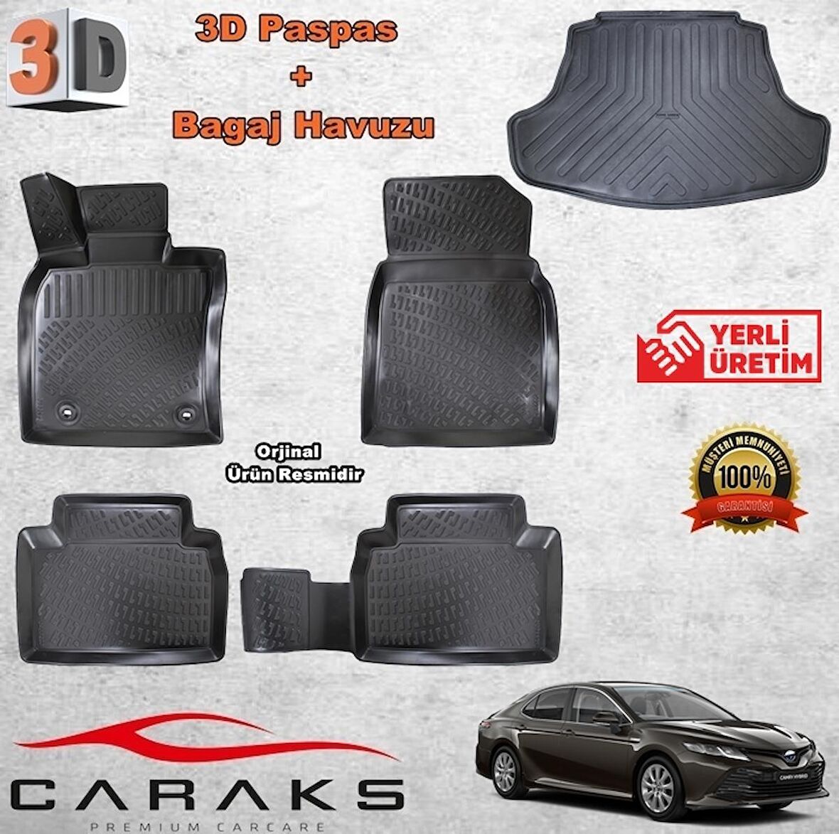 Toyota Camry 3D Havuzlu Paspas+Bagaj Havuzu 2019 sonrası Caraks