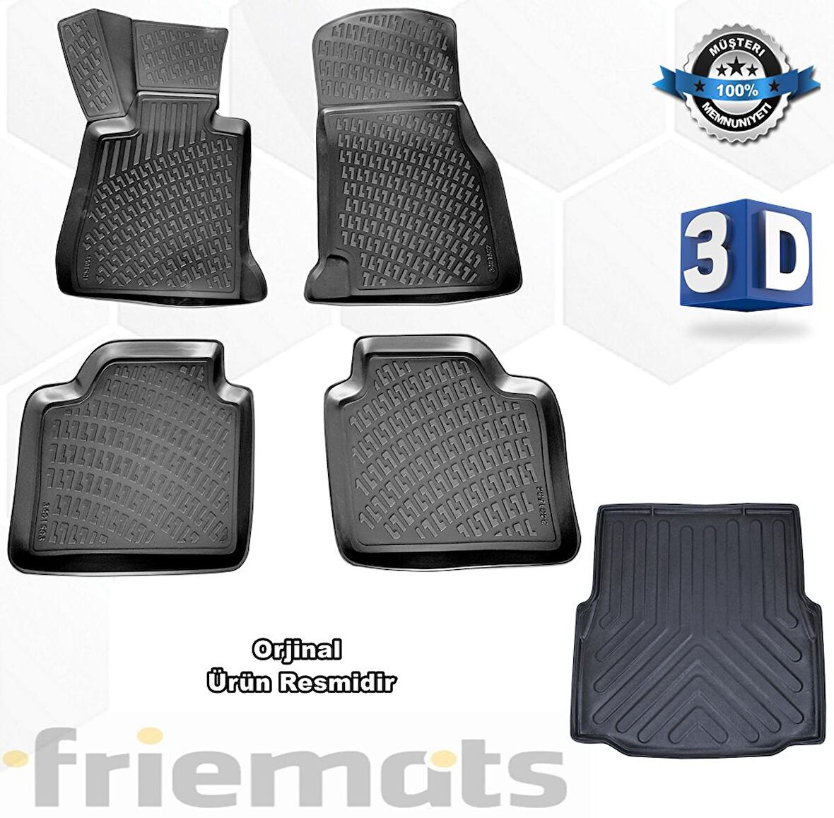 E46 Sedan 3D Havuzlu Paspas+Bagaj Havuz 1998-2004 Arası Friemats