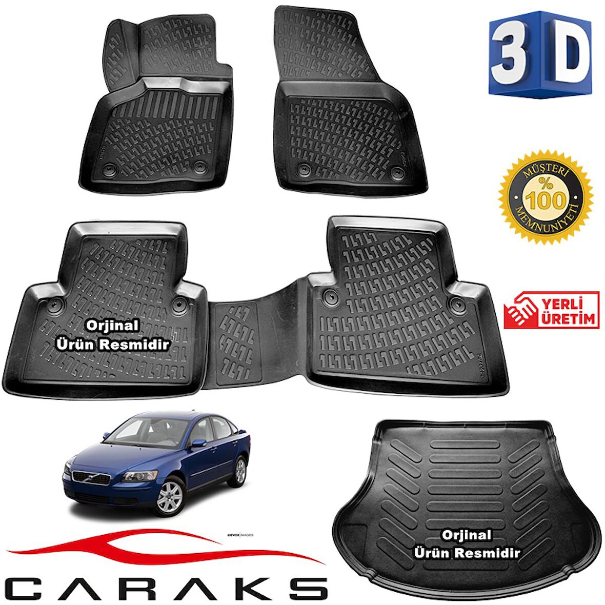 Volvo S40 3D Havuzlu Paspas + Bagaj Havuzu 2004-2012 Arası Caraks Marka