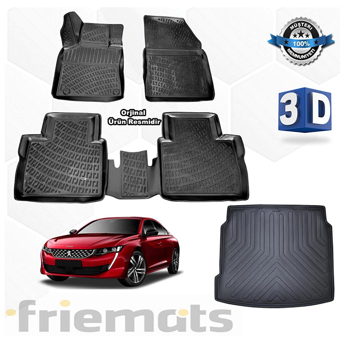 Peugeot 508 3D Havuzlu Paspas+Bagaj Havuzu 2019 sonra Friemats