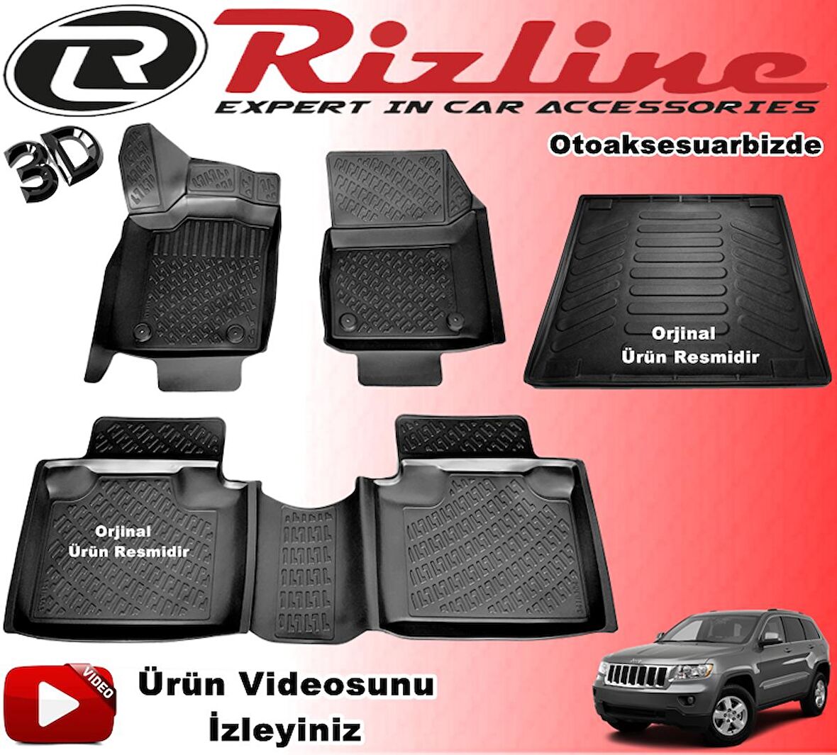 Cherokee 3D Havuzlu Paspas+Bagaj Havuzu 2011 sonrası Rizline