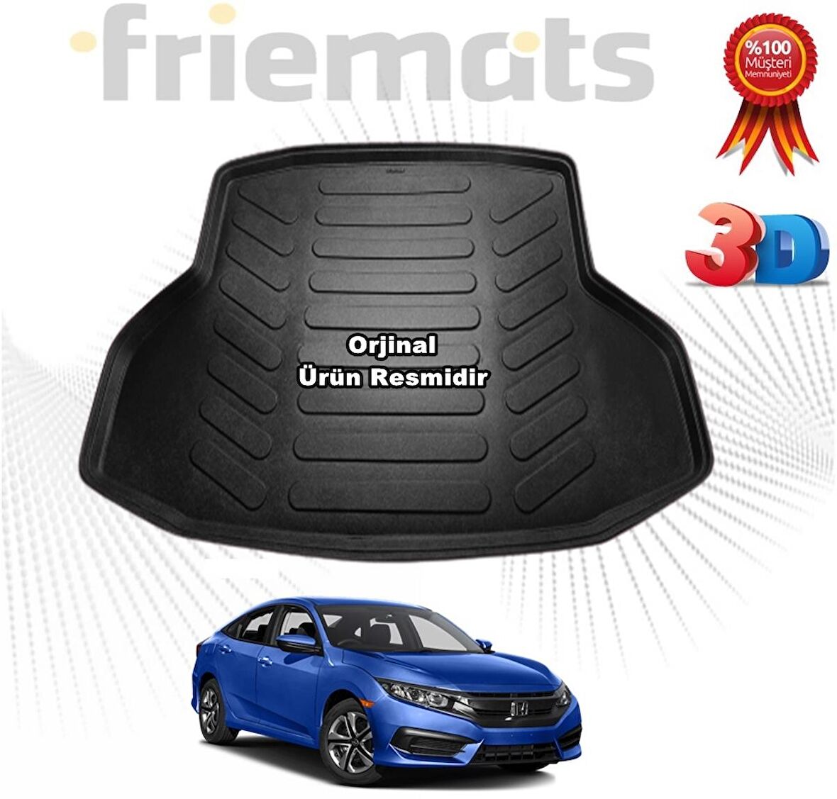 Honda Civic Sedan 3D Bagaj Havuz Paspası 2016-2019 Arası Friemats