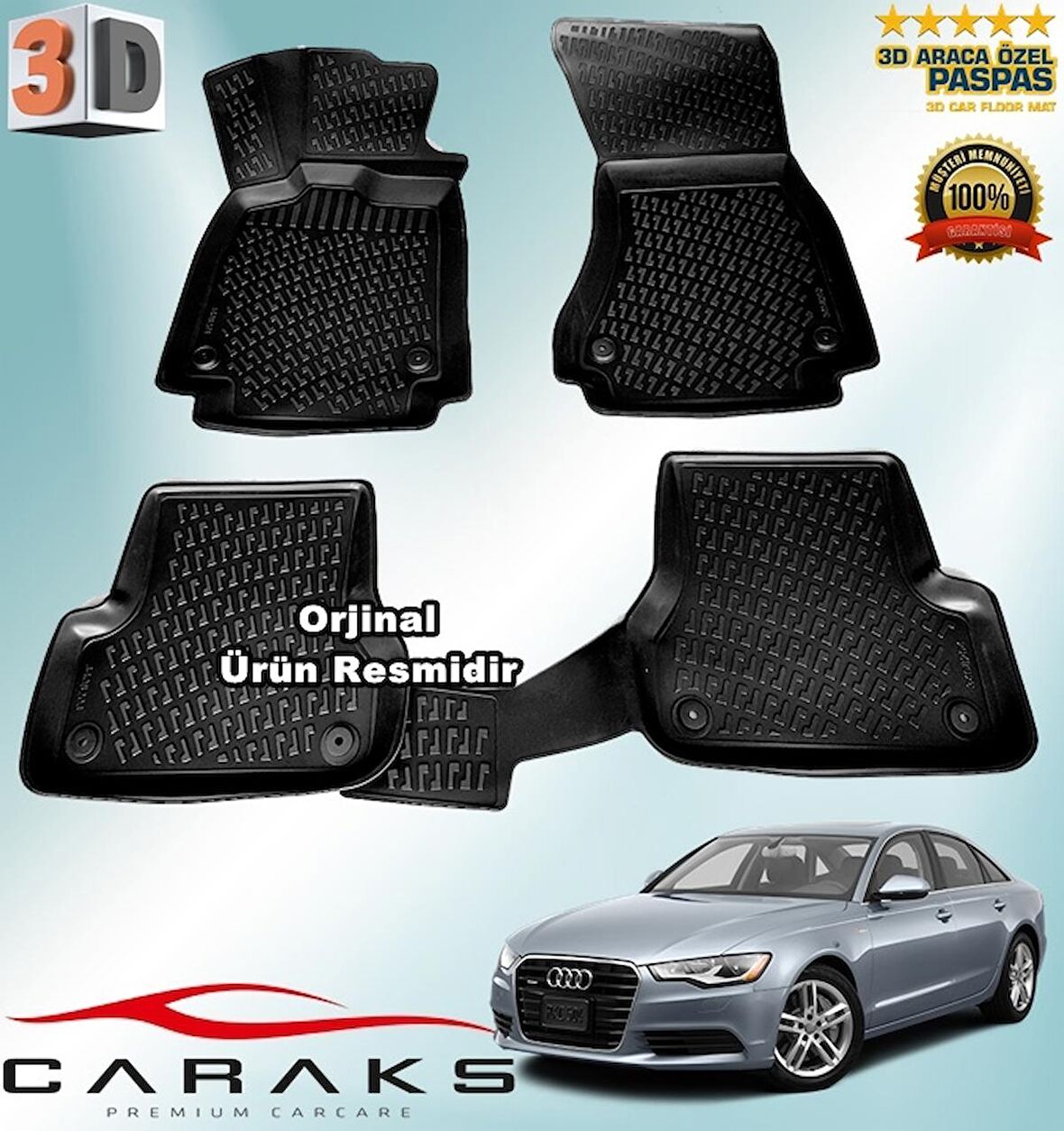 AUDİ A6 3D Paspas Havuzlu Sedan 2011 - 2014 Arası Siyah 4 Prç. CARAKS 