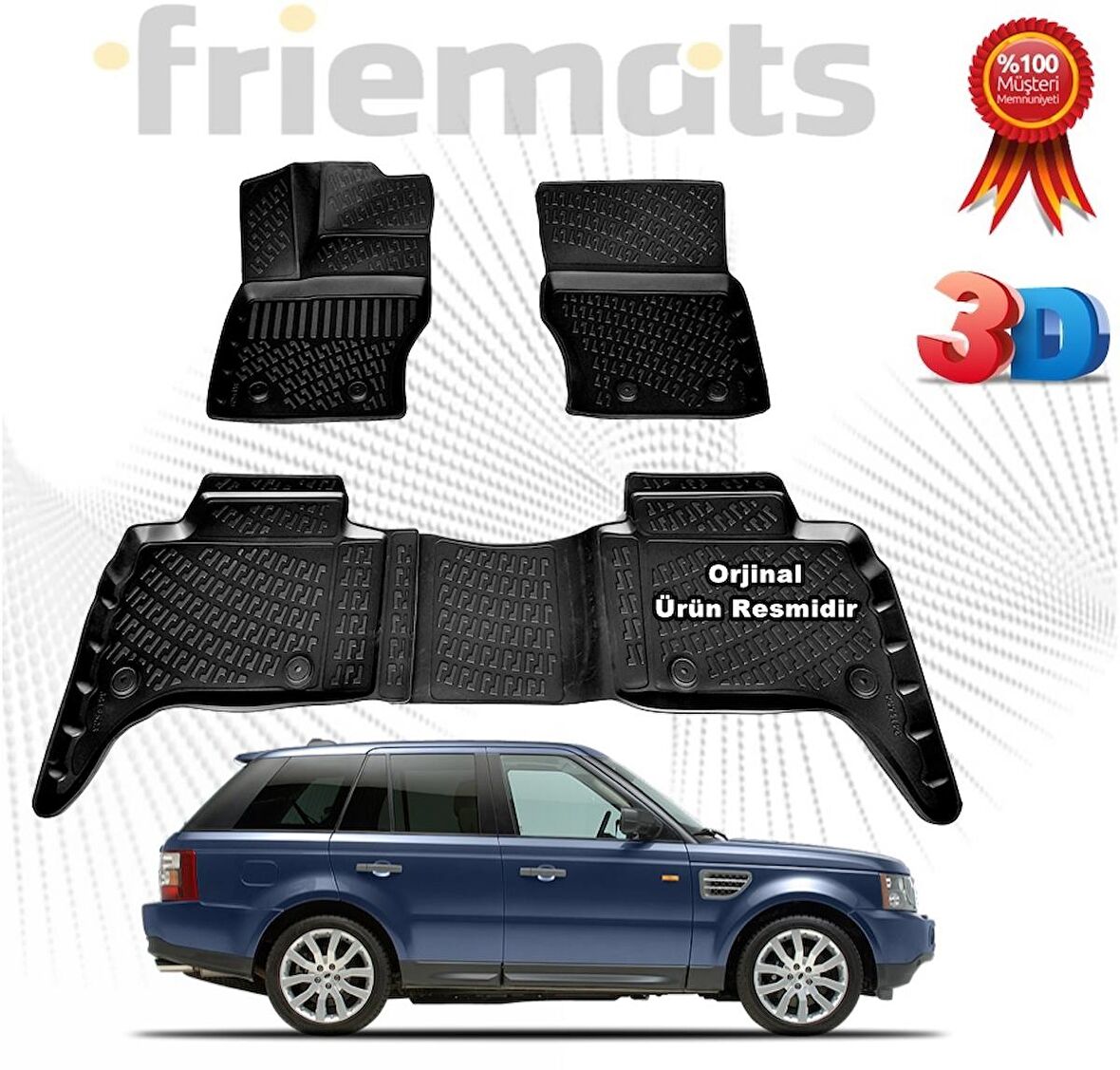 RANGE ROVER SPORT 3D Havuzlu Paspas 2013 Sonrası Siyah 4 Parça Friemats 