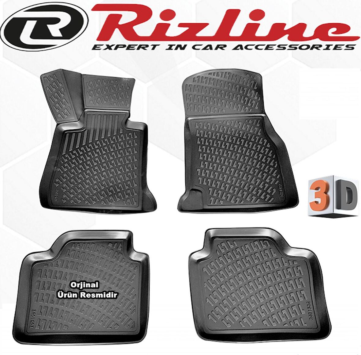 RİZLİNE BMW E46 3D Paspas Havuzlu 1998 - 2004 Arası Siyah 4 lü SET