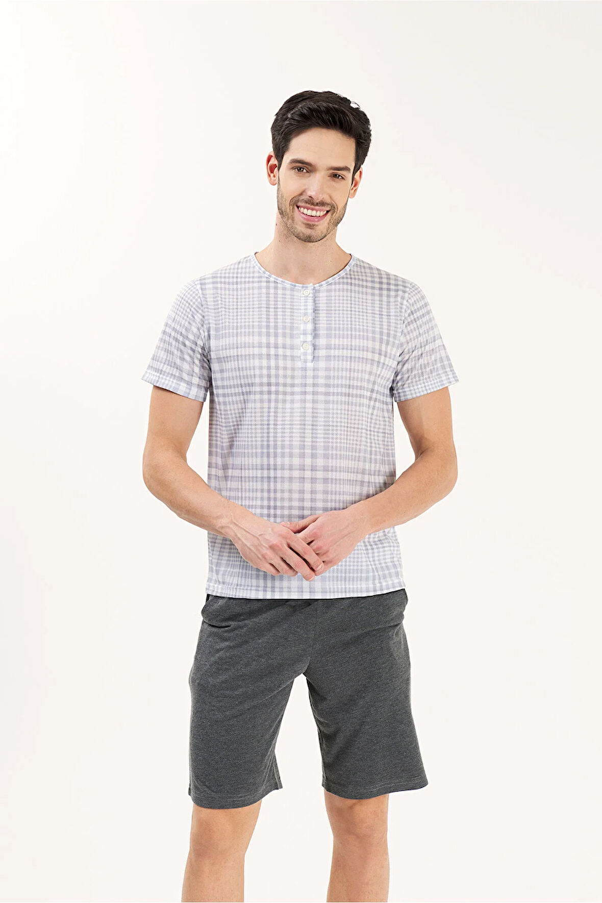 ANTRASİT VİSKON 3'LÜ ERKEK PİJAMA TAKIMI