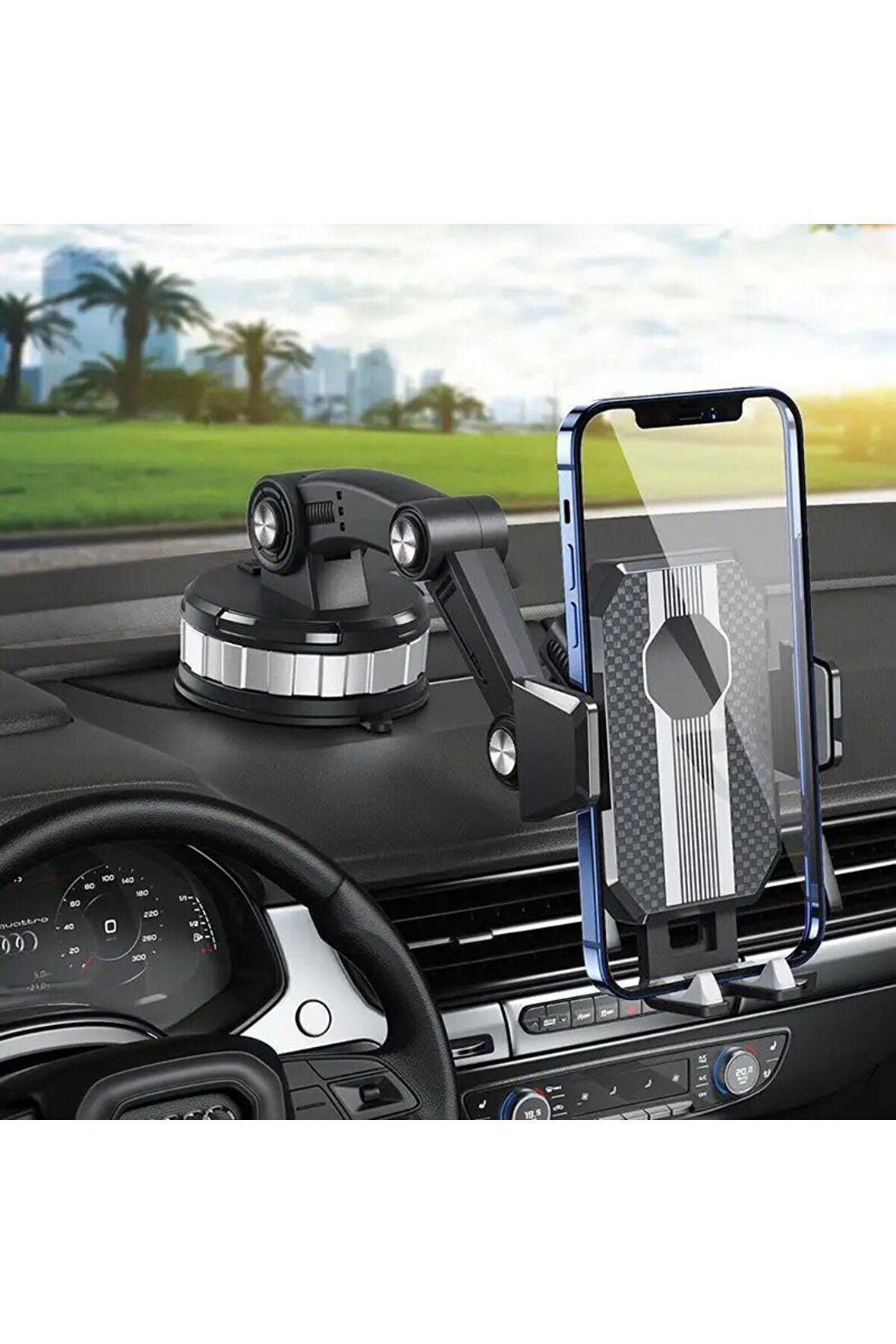 Kamyon Tır Otobüs Araç İçi Telefon Tutucu Torpido Ve Cam Yapışkanlı Vantuzlu Ayarlanabilir 360 Dönen