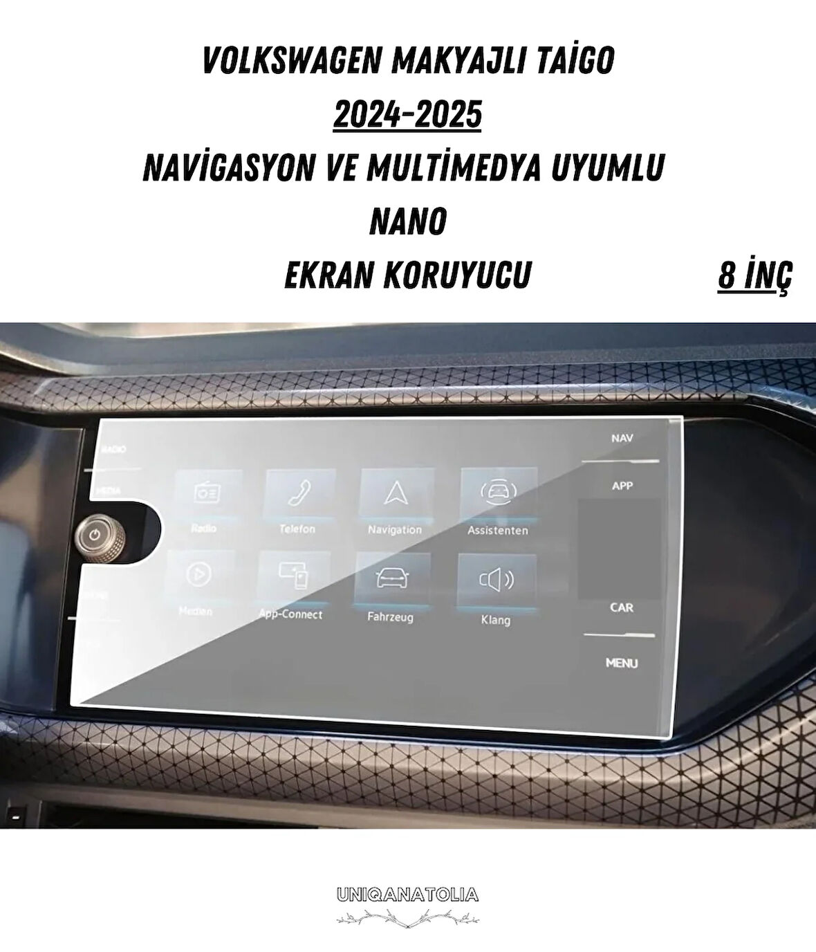 Volkswagen Makyajlı Taigo 2024-2025 Navigasyon ve Multimedya Uyumlu Nano Ekran Koruyucu