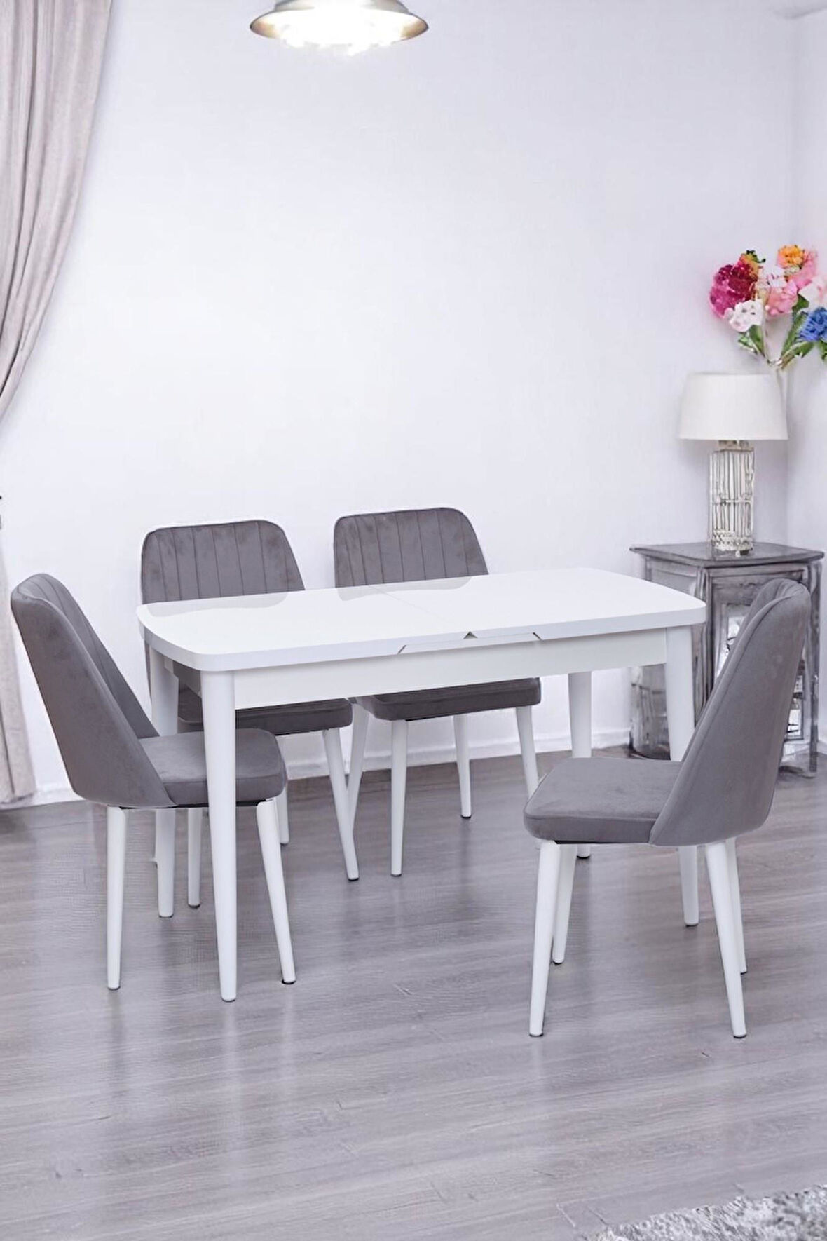 Nehir Milano MDF Lak Panel Açılır Mutfak Masa Takımı 75x130cm