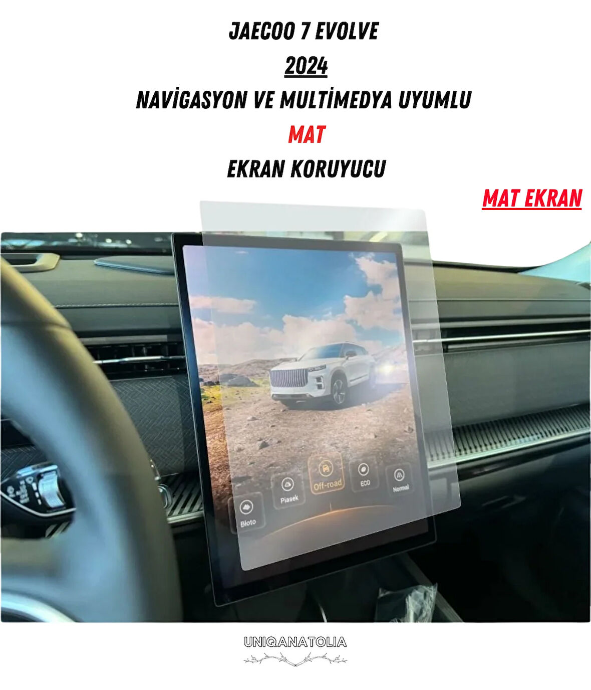 Jaecoo 7 Evolve 2024 Navigasyon ve Multimedya Uyumlu Mat Ekran Koruyucu