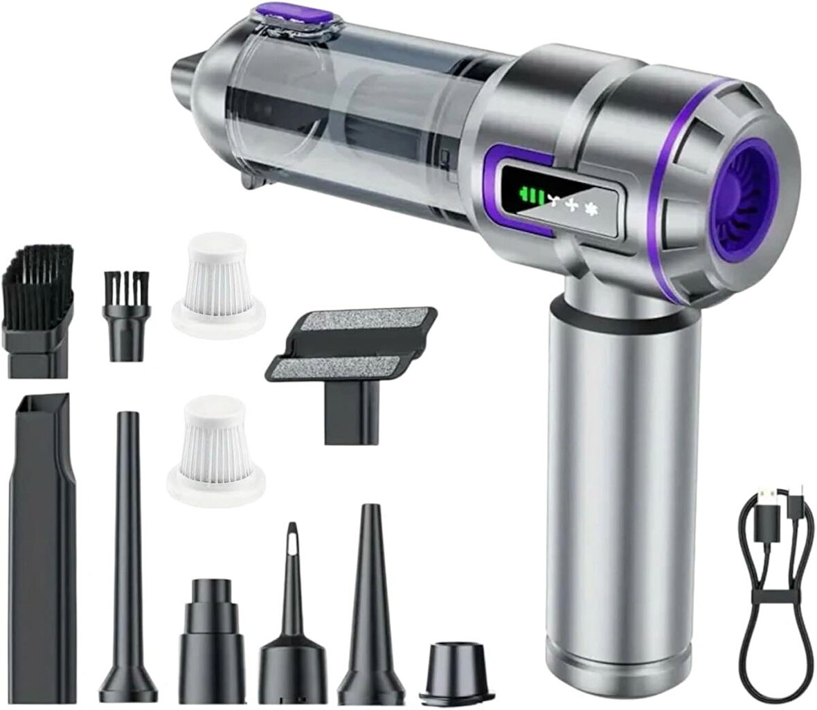 Suitu ST-6697APlus 20000 PA Kablosuz Şarjlı Vakum Üfleme Araç Oto Süpürgesi 3 Filtre