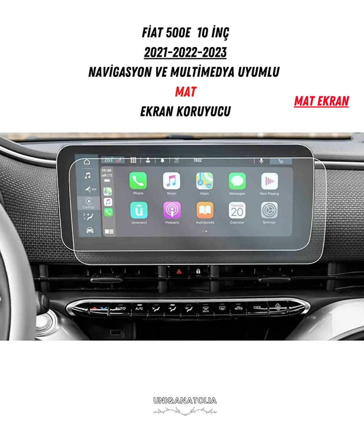 Fiat 500e 2021-2022-2023 Navigasyon ve Multimedya Uyumlu Mat Ekran Koruyucu