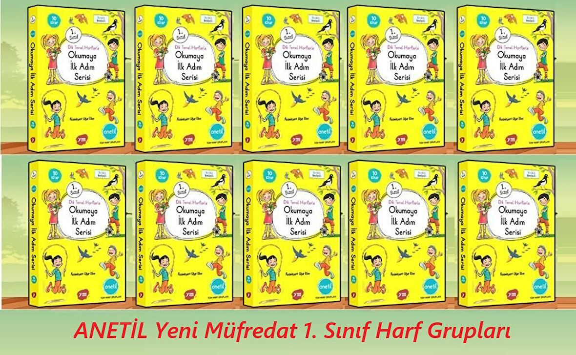 Yuva 1.Sınıf Dik Temel Harflerle Okumaya İlk Adım Serisi Anetil 10 Kitap (10 Set)