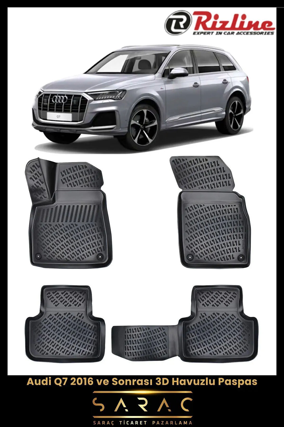 Rizline Audi Q7 2021 Model 3D Havuzlu Paspas