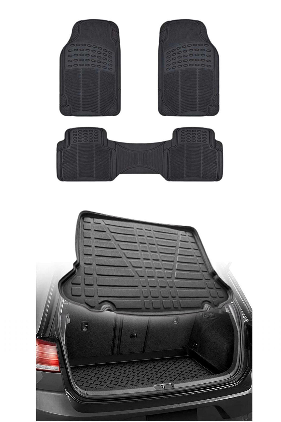 Renault Captur 2020+ ALT Badem Desenli Oto Paspas ve 3D Bagaj Havuzu Set