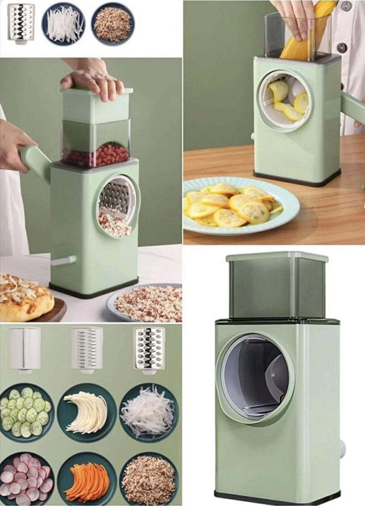 Döner Tamburlu Sebze Rendesi ve Dilimleyici, Mutfak İçin sebze doğrayıcı 