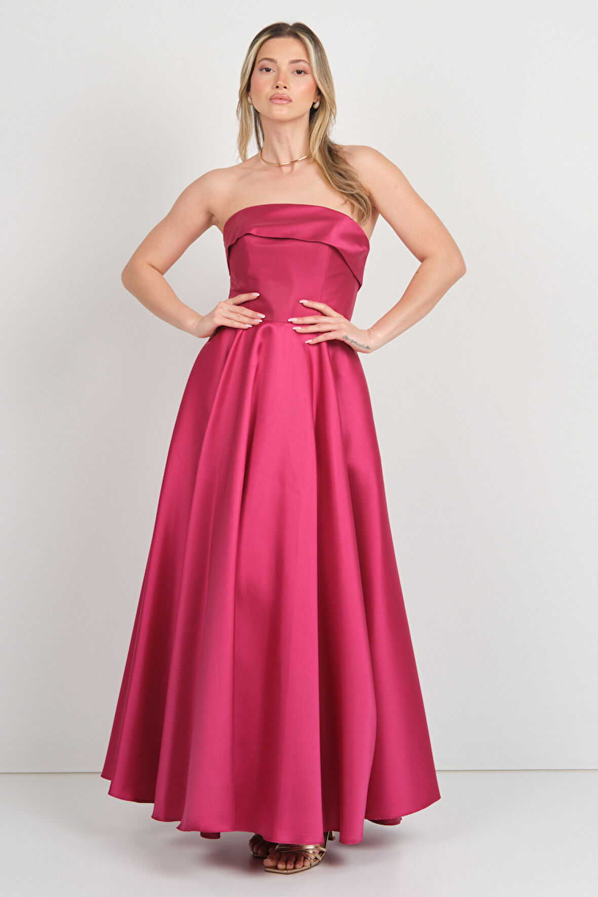 Doridorca Kadın Straplez Uzun Abiye Elbise 6068 Vişne