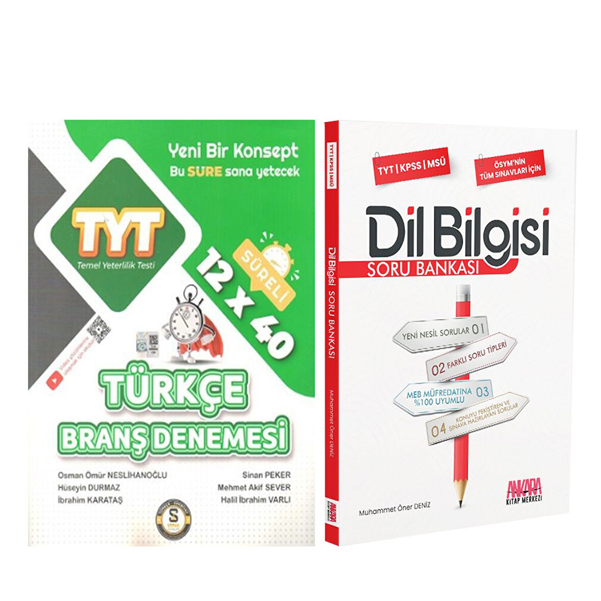 Süre Yayınları TYT Türkçe 12 x 40 Branş Denemesi ve AKM Dil Bilgisi Soru Bankası Seti 2 Kitap