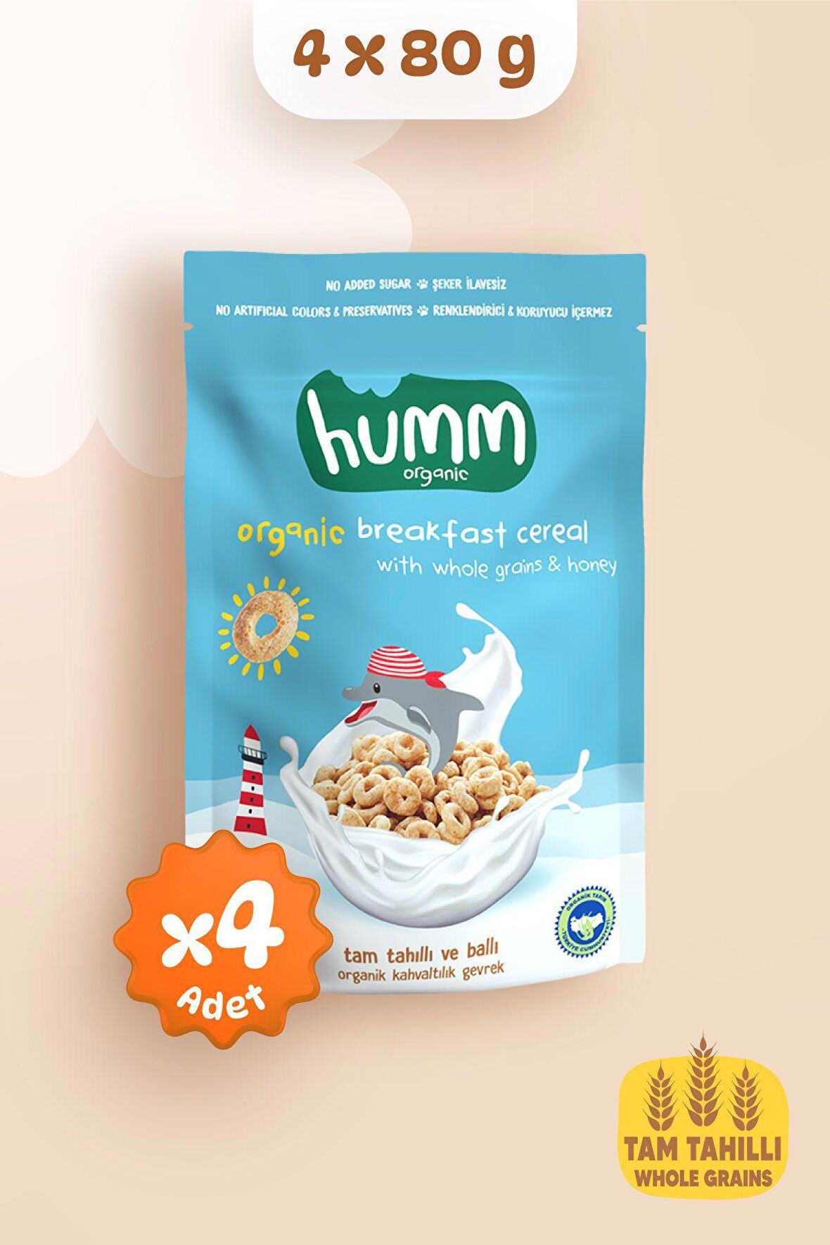 Humm Organic Organik Tam Tahıllı & Ballı Kahvaltılık Gevrek 4 Adet