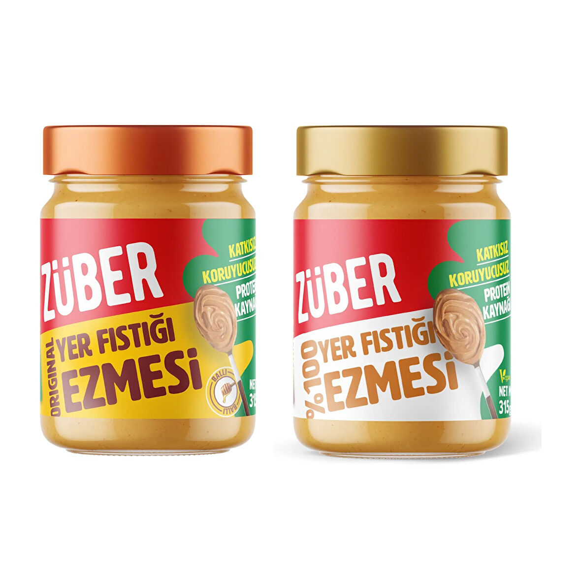 Züber Original Fıstık Ezmesi 315 Gr + %100 Fıstık Ezmesi 315 gr 2 li