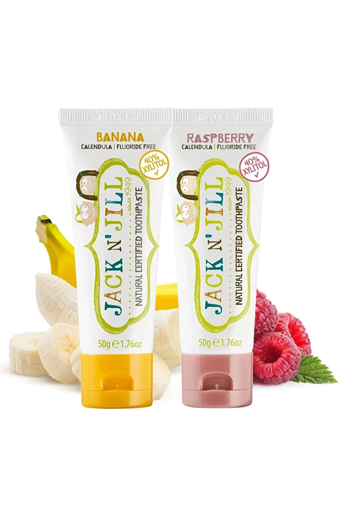Jack N' Jill Doğal Diş Macunu - Muz & Ahududu 2'li Paket (2X50G)