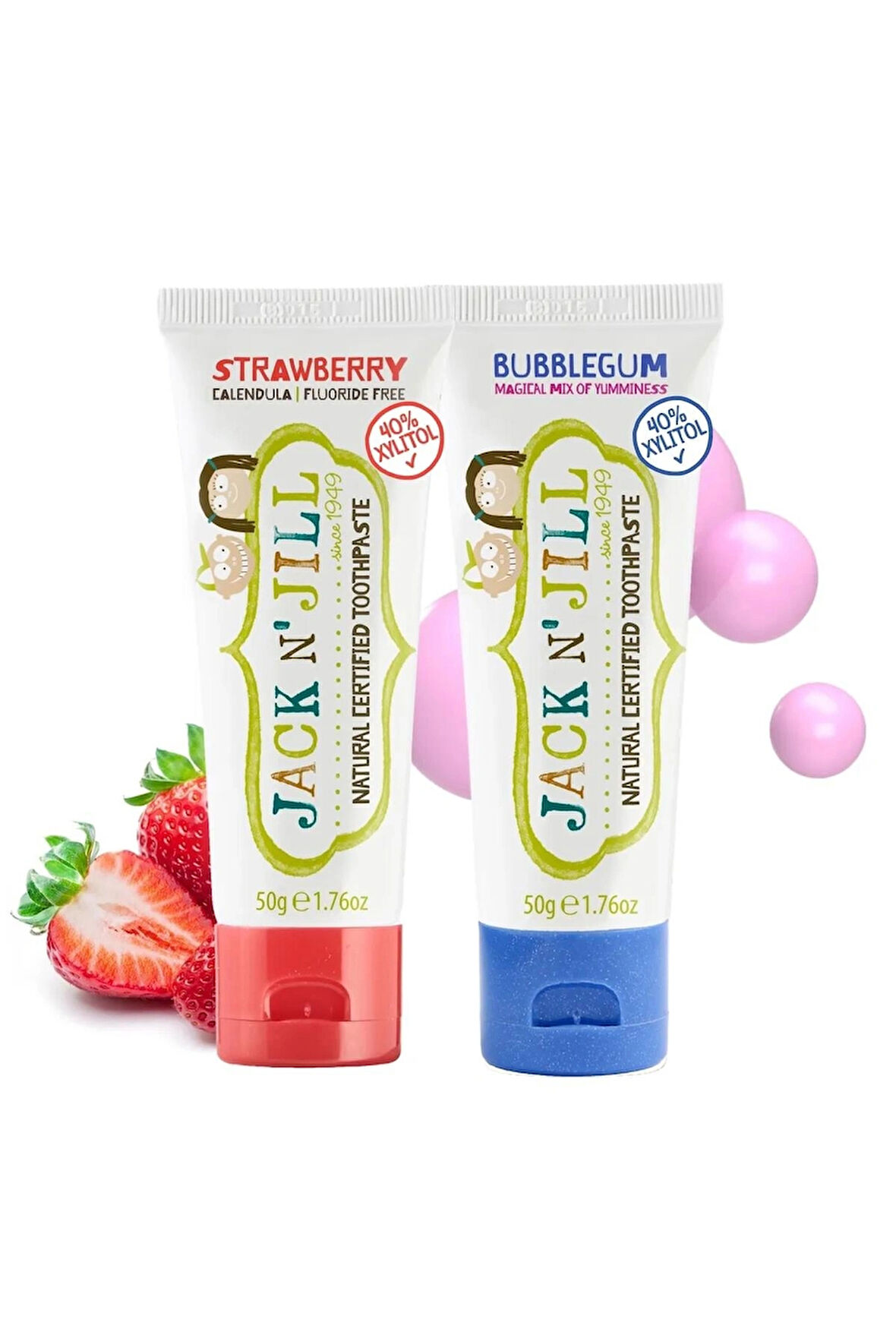 Jack N' Jill Doğal Diş Macunu - Çilek & Sakız Aroma 2'li Paket (2X50G)