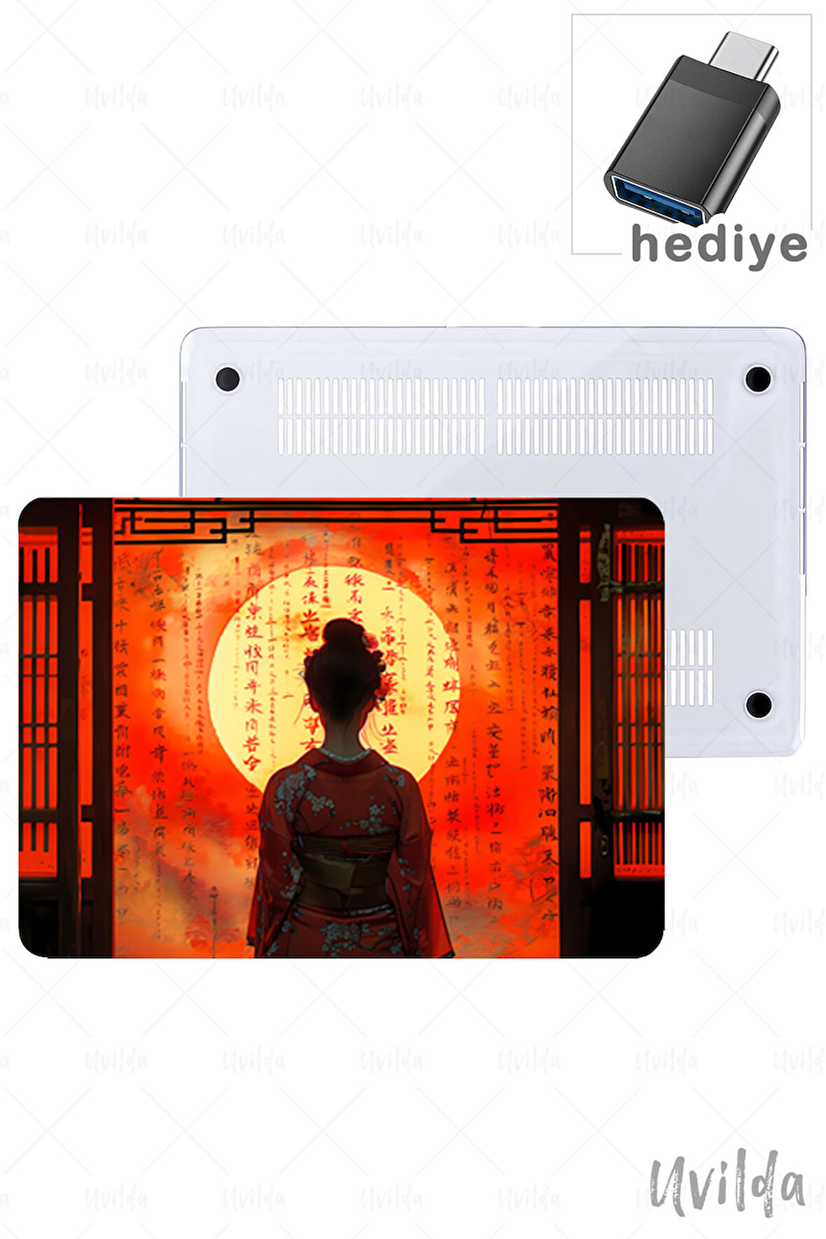 MacBook Pro 16 A2780 uyumlu Japon-22 Msoft Fit Baskılı Sakin Ay