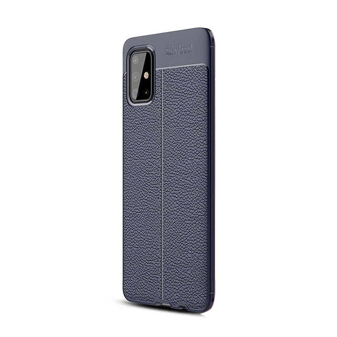 Gpack Samsung Galaxy A51 Kılıf Niss Silikon Deri GörünümlüNano Glass