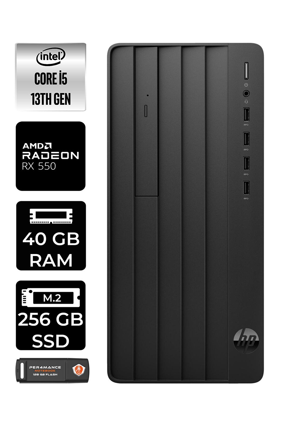 HP PRO TOWER 290 G9 i5 13500 40GB RAM 256GB SSD RX550/4GB FDOS 8T2W9ES MASAÜSTÜ PC & PER4 BELLEK
