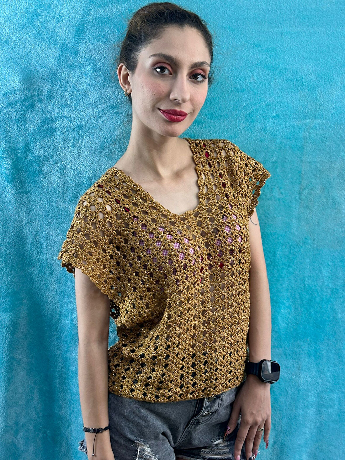 EL ÖRGÜSÜ ÇAPRAZ KADIN BLUZ STANDART BEDEN