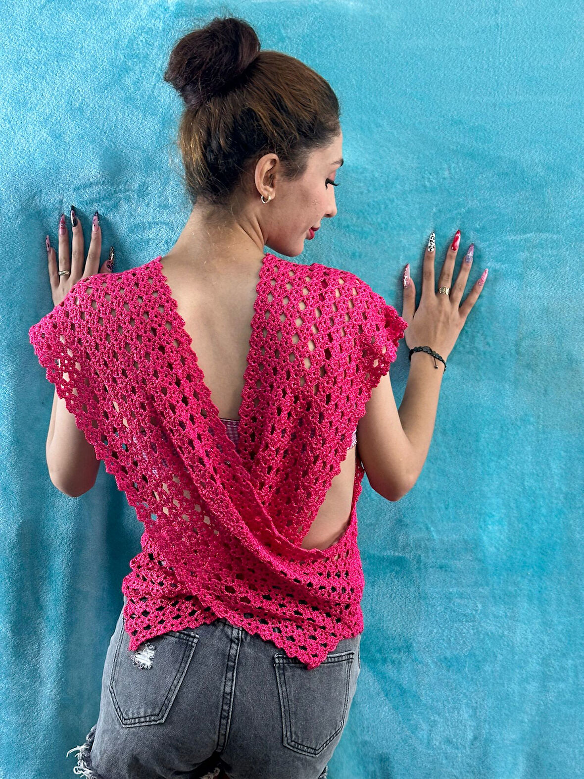 EL ÖRGÜSÜ ÇAPRAZ KADIN BLUZ STANDART BEDEN