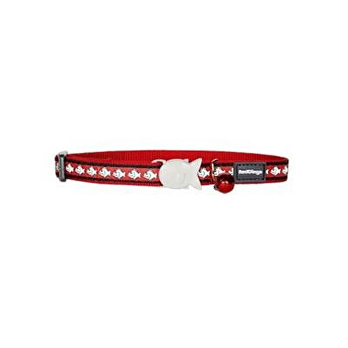Reddingo Fosforlu Balık Desenli Kırmızı  Kedi Boyun Tasması 12 mm