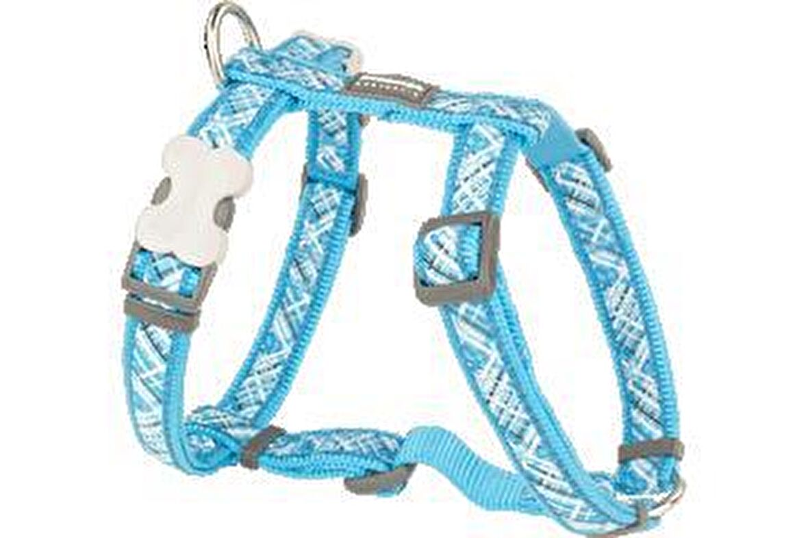 Red Dıngo Flanno Desenlı Turkuaz Kopek Gogus Tasması 20Mm