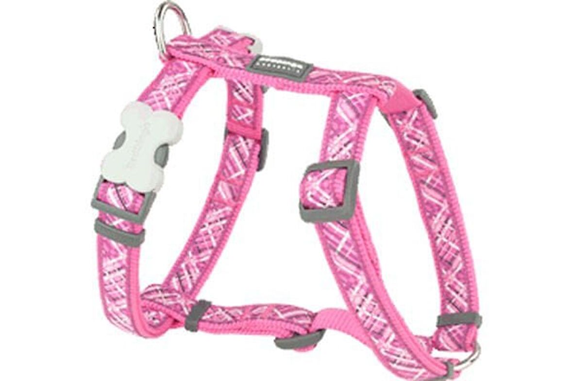 Red Dingo Flanno Desenli Pembe Köpek Göğüs Tasması 20mm - KONG