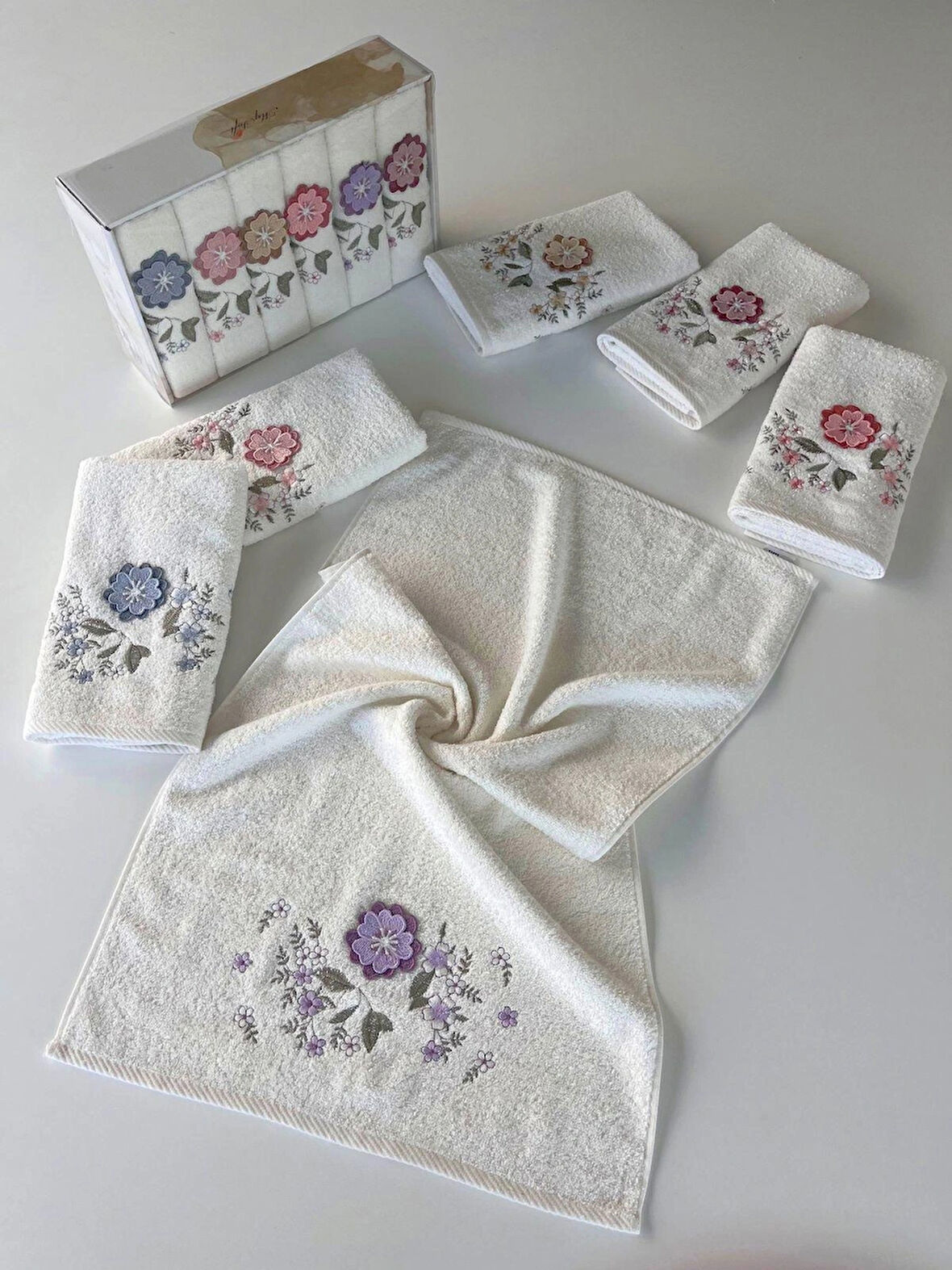 MYSOFT 6'LI 50X90 3D NAKIŞLI HAVLU - MENEKŞE