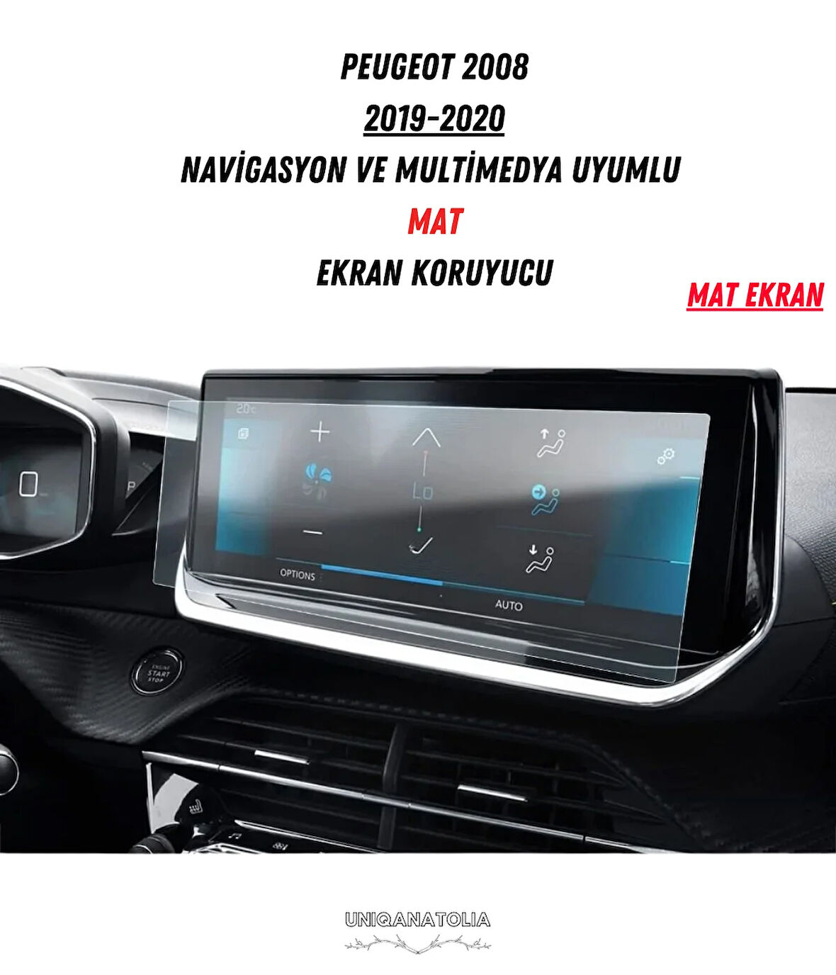 Peugeot 2008 2019-2020 Navigasyon ve Multimedya Uyumlu Mat Ekran Koruyucu