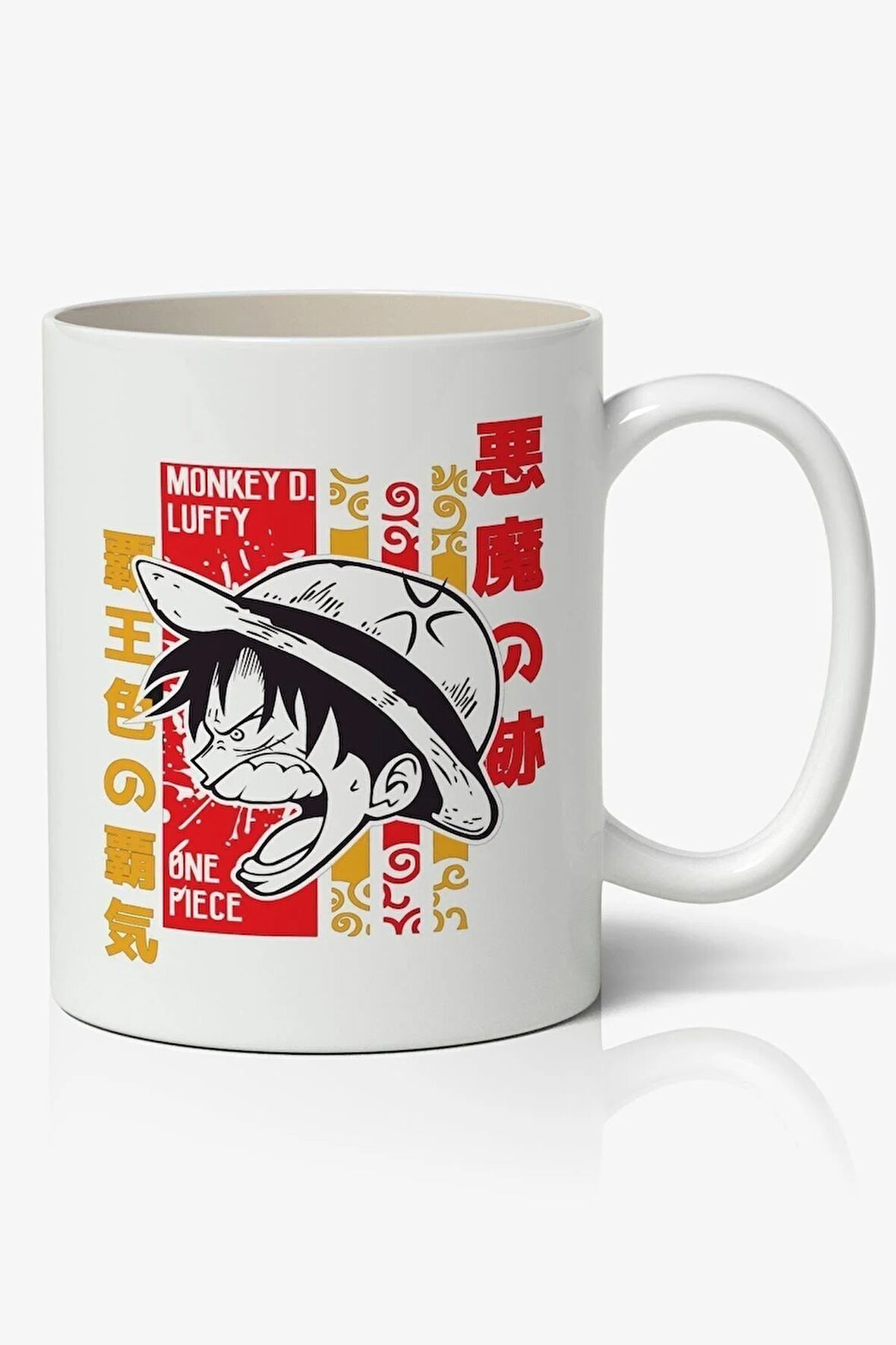 One Piece Monkey D. Luffy Anime Baskılı Beyaz Porselen Kupa Bardak v3