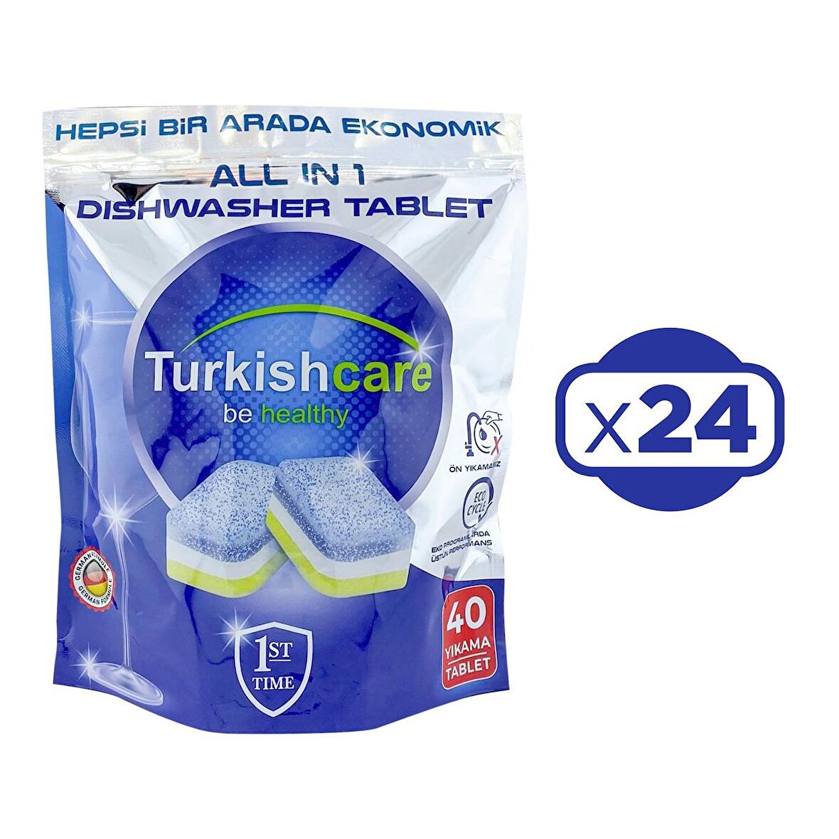 Turkishcare Hepsi 1 Arada 40 lı Bulaşık Makinası Tableti x 24 Paket (960 Tablet)