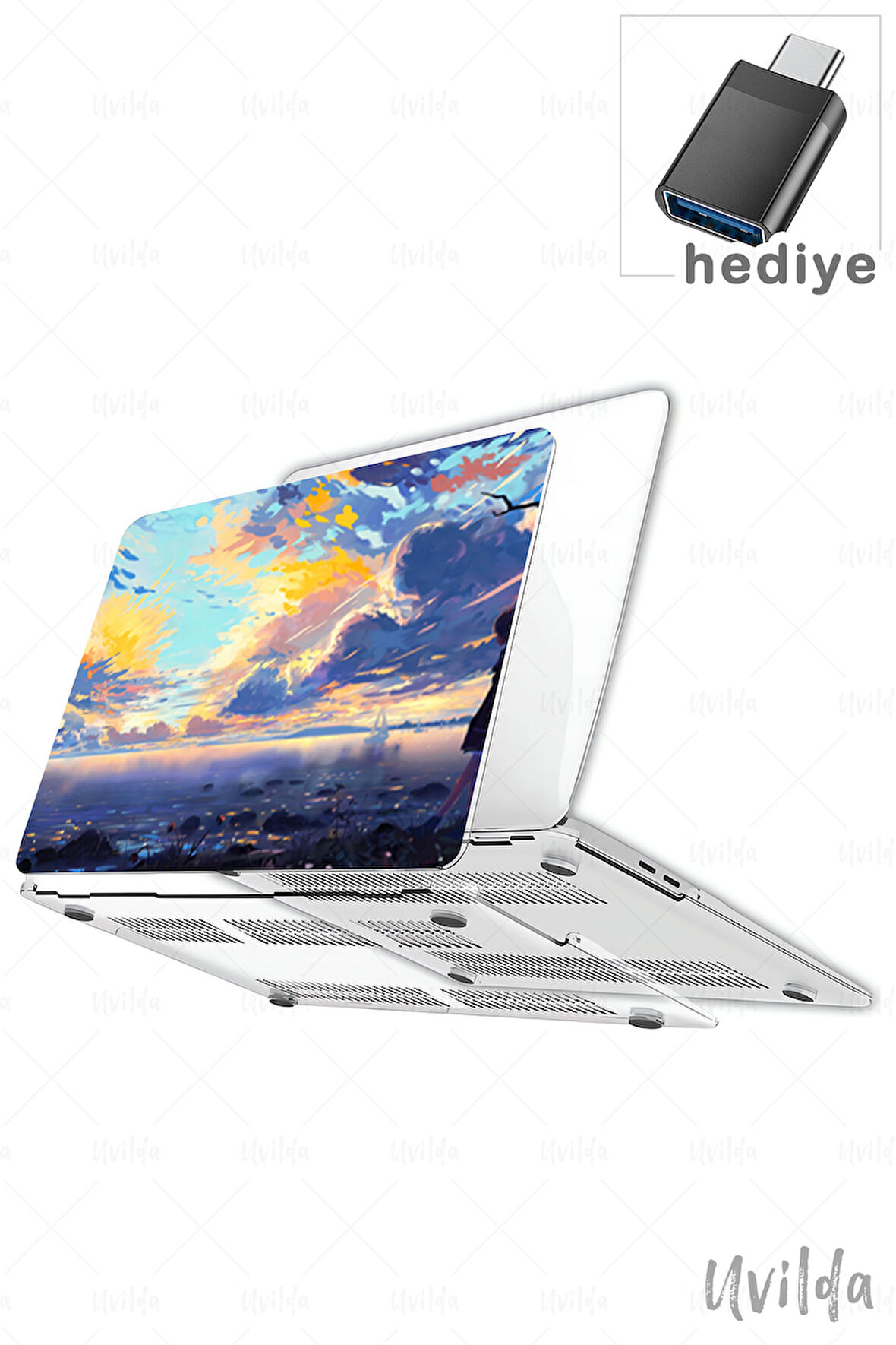 MacBook Pro 14 A3401 A3185 A3112 A2992 A2918 A2779 A2442 uyumlu Japon-4 UV Msoft Desen Manzara Tablo